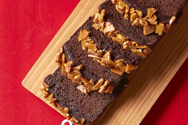 Chocolate Toffee Nut Loaf, P65 for a slice, P585 for whole loaf. Moist and decadent chocolate loaf topped with chocolate and toffee.